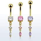 mdgz522 piercing ombligo acero 316l anodizado dorado zirconia redonda 8mm ovalada zirconia venta