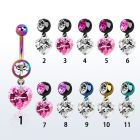 mdkz529 piercing ombligo acero quirurgico pvd bola lisa 5mm bola joya 8mm zirconia corazon 9mm 10mm venta