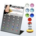 mg90 display 48 piercings nariz falsos magneticos cristal planos 3mm bandeja magnetica al por mayor