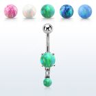 moopb4 piercing ombligo acero 316l opalo redondo colgante 4mm bola opalo sintetico mayorista