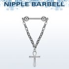 npdl50 barbell pezon acero quirurgico bolas 5mm conectadas traves colgante cruz ankh plata distribuidor