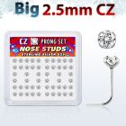 nszbc25 caja display piercing nariz l plata esterlina 925 0 6mm grandes zirconia claras 2 5mm al por mayor