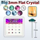 nyfb16m caja display 16 piercing nariz doblar tu mismo plata esterlina 925 0 6mm cristal redondo extra plano 3mm al por mayor