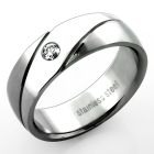 src22 alianza boda acero inoxidable brillo espejo surcos diagonales centro cristal claro anchura mujer 4mm anchura hombre 7mm distribuidor