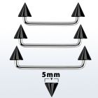 sudcnt5 barbell superficial industrial acero 316l brillo espejo 90 grados conos acero anodizado negro 5mm distribuidor