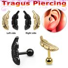 trgt2918 piercing tragus acero 316l anodizado pluma hacia izquierda derecha bola acero liso 3mm inferior venta