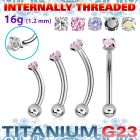 ubnbin12 titanium g23 banana 16g round cz ball internal