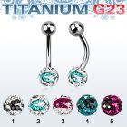 ubnfr6c piercing ombligo titanio g23 bola 5mm bola multi cristal ferido 6mm rayas cebra al por mayor