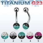 ubnfr6e piercing ombligo titanio g23 bola titanio 5mm bola 6mm multi cristal ferido colores mayorista