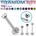 ulbhjb3 titanium g23 labret 16g bezel set half jewel ball
