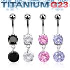 umcdz407 piercing ombligo titanio g23 bola joya bisel 5 8mm zirconia redonda 8mm 10mm mayorista