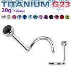 unsc20 titanium g23 nose screw, 20g w bezel set crystal top