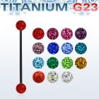utinfr5 barbell industrial titanio g23 anodizado bolas multi cristal ferido 5mm distribuidor