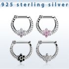 vsepr14 septum clicker plata 925 barra cierre acero 316l flor hecha zirconia barra 14 516 6mm 8mm mayorista