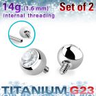 xujb5i titanium g23 ball tops clear crystal bezel set 5mm