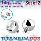 xujb6i titanium g23 ball tops clear crystal bezel set 6mm