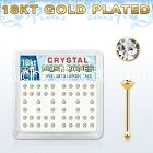 18b14xc silver nose bones w 18k gold plating 2mm crystal tops