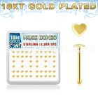 18bxvhr box w gold plated silver nose bones w heart top
