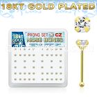 18bz2xc silver nose bones w 18k gold plating 2mm clear czs 