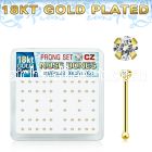 18nbzbc silver nose bone w 1 5mm prong cz 18k gold plating