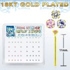 18nyzbm 18k gold plated silver bend it nose stud w prong set cz