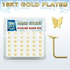 18sbtf36 box w gold plated silver nose studs w flying butterfly