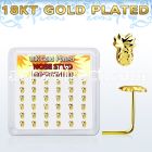 18svpa36 box w silver nose stud 18k gold plating pineapple top