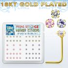 18sz25xm box of gold silver nose studs with 2 5mm prong set cz