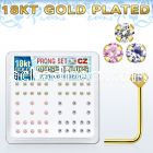 18sz2xm 18k gold plated silver bend it nose stud w prong set cz