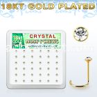 18w14xc box 36 gold plated silver nose screw 2mm clear crystal