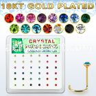 18w14xm box 36 gold plated silver nose screws w 2mm mix crystals