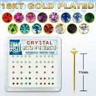 18y14xm gold plated silver bend it nose stud w 2mm crystal tops