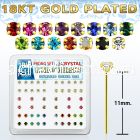18yp19xm gold silver bend it nose studs w prong crystal in colors