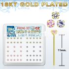 18yz25xm gold silver bend it nose studs with 2 5mm prong set cz