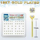 18yz2xc 18k gold plated silver bend it nose stud w 2mm clear cz