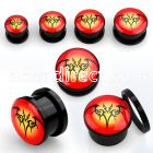 afpbat black acrylic screw fit plug w tribal dragon bat logo