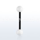 akbbw6 flexible acrylic tongue barbell with 6mm white balls