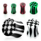 apck acrylic double flared plug with b w checkered pattern