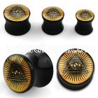 apgpye acrylic flared plug with pyramid spying eye logo