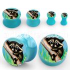 apgrac baby blue acrylic double flare logo plug w raccoon logo
