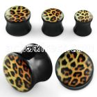 apgrr acrylic double flared plug with leopard fur logo