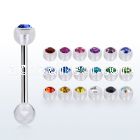 bbajb5 steel tongue barbell w top 5mm acrylic crystal ball