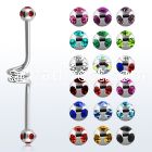 bbcl 316l steel industrial twister barbell with jewel ball