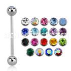bbcs 316l steel tongue barbell with a 5mm jewel steel ball