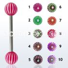 bbdxd 316l steel tongue barbell with acrylic bulls eye ball