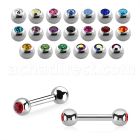 bbe2c 316l steel eyebrow barbell with 3mm bezel set jewel ball