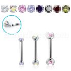 bbe2czin internally threaded steel eyebrow barbell w 3mm cz stone