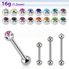 bbejb25 316 steel eyebrow barbell with two 2 5mm jewel balls