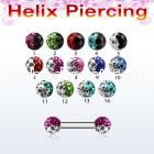 bber23e 316l steel helix eyebrow barbell with 2 color crystal