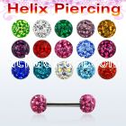 bber24 316l steel helix piercing with 4mm multi crystal ball